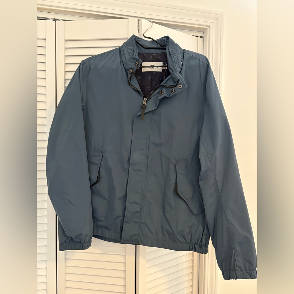Coach Men's Barracuda Jacket Slate Soft Blue Windbreaker